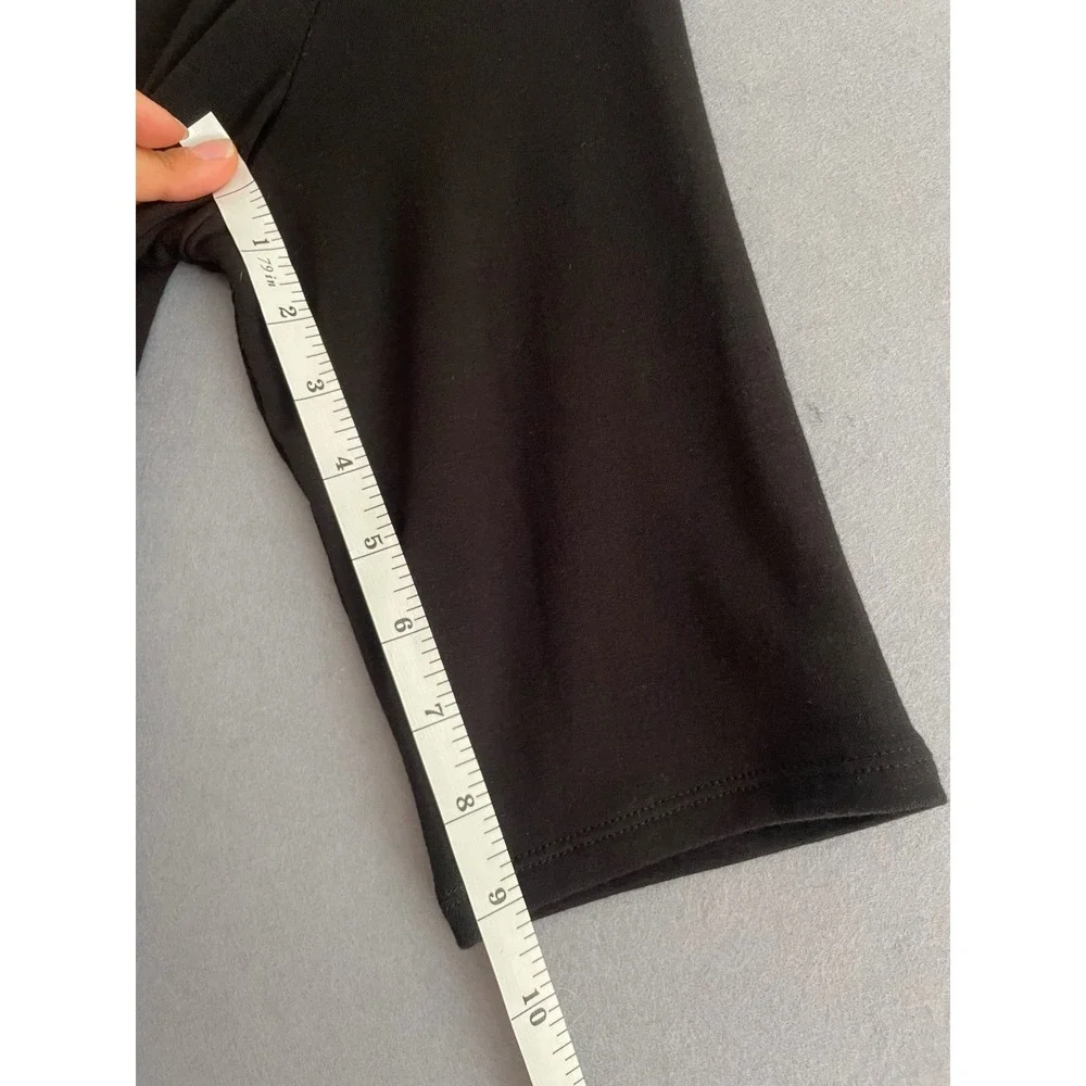 Pure Jill Luxe Tencel M Petite Dress Black VNeck Midi Minimalist 1/2 Sleeve Soft